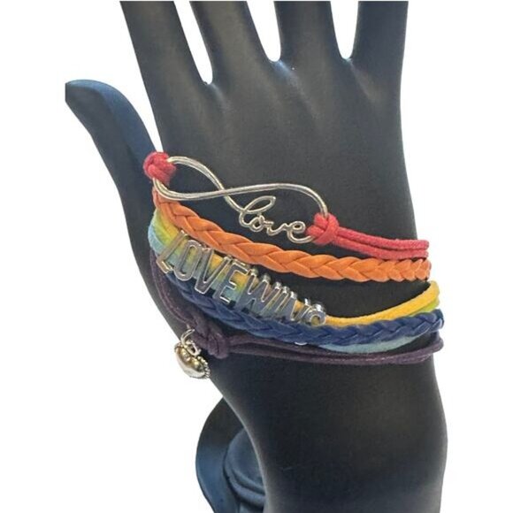 Multicolor Love Infinity Charm Bracelet Heart Pendant Adjustable Chain - Picture 1 of 6